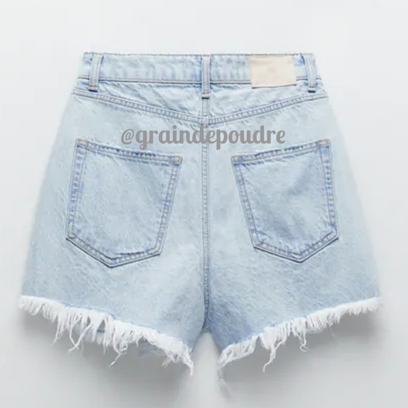 Zara Fringe Destroyed Ripped Denim Short 32 34 0 2 - Picture 3 of 7